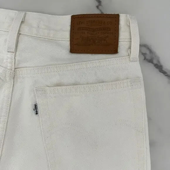 Levi's Wedgie Straight Ankle Jeans Off White Sz 26 Americana Heritage Chic Vibe - Picture 8 of 10